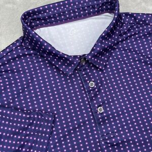 Obla Performance Golf Polo Shirt Mens XL Purple Geometric Short Sleeve Stretch